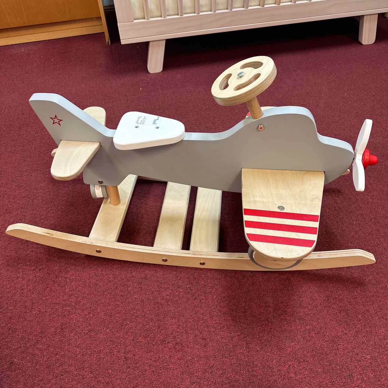 Wonder & Wise Wooden Airplane Rocker/Ride On Toys